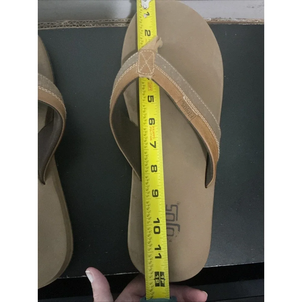 Flojos Ryan Men's Two Tone Strap Tan Flip Flops Sandal Brown 12 1/8 Inch Long